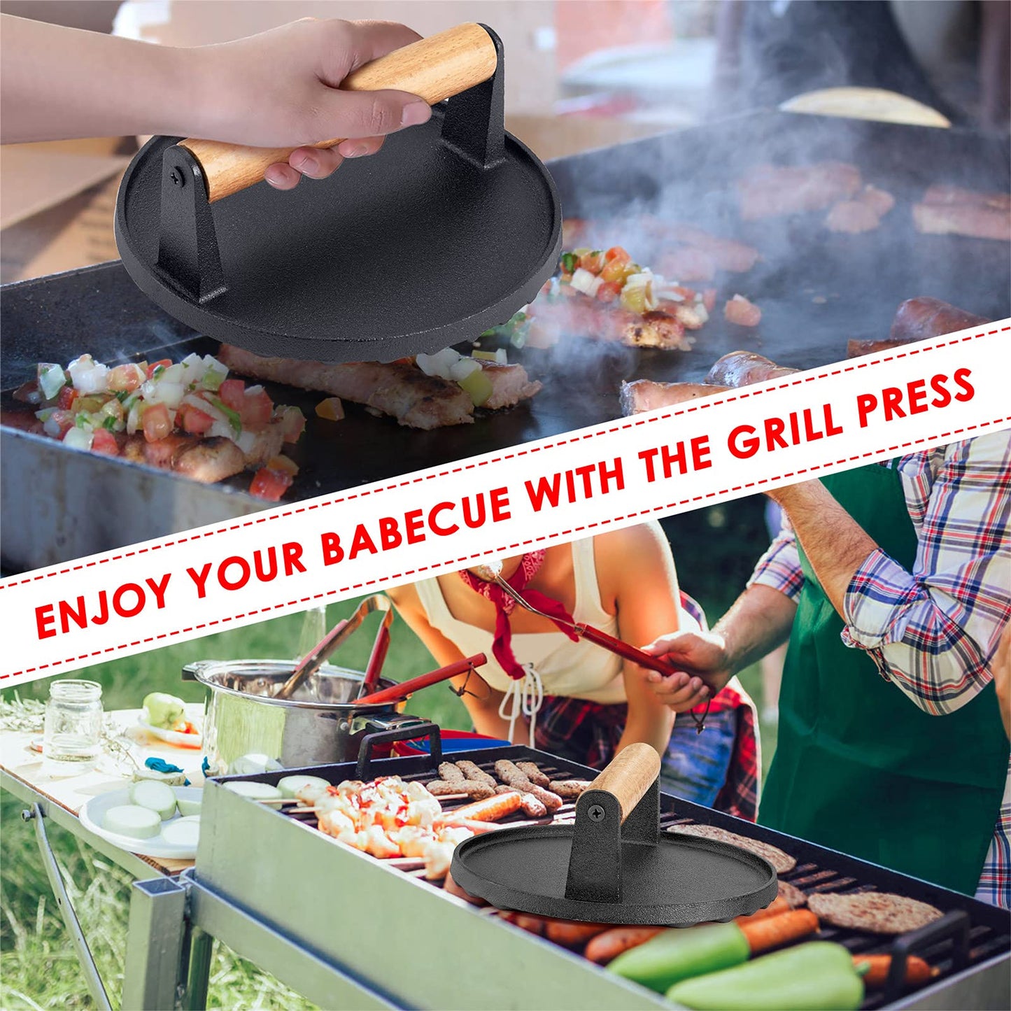 Cast Iron Burger Press - Round