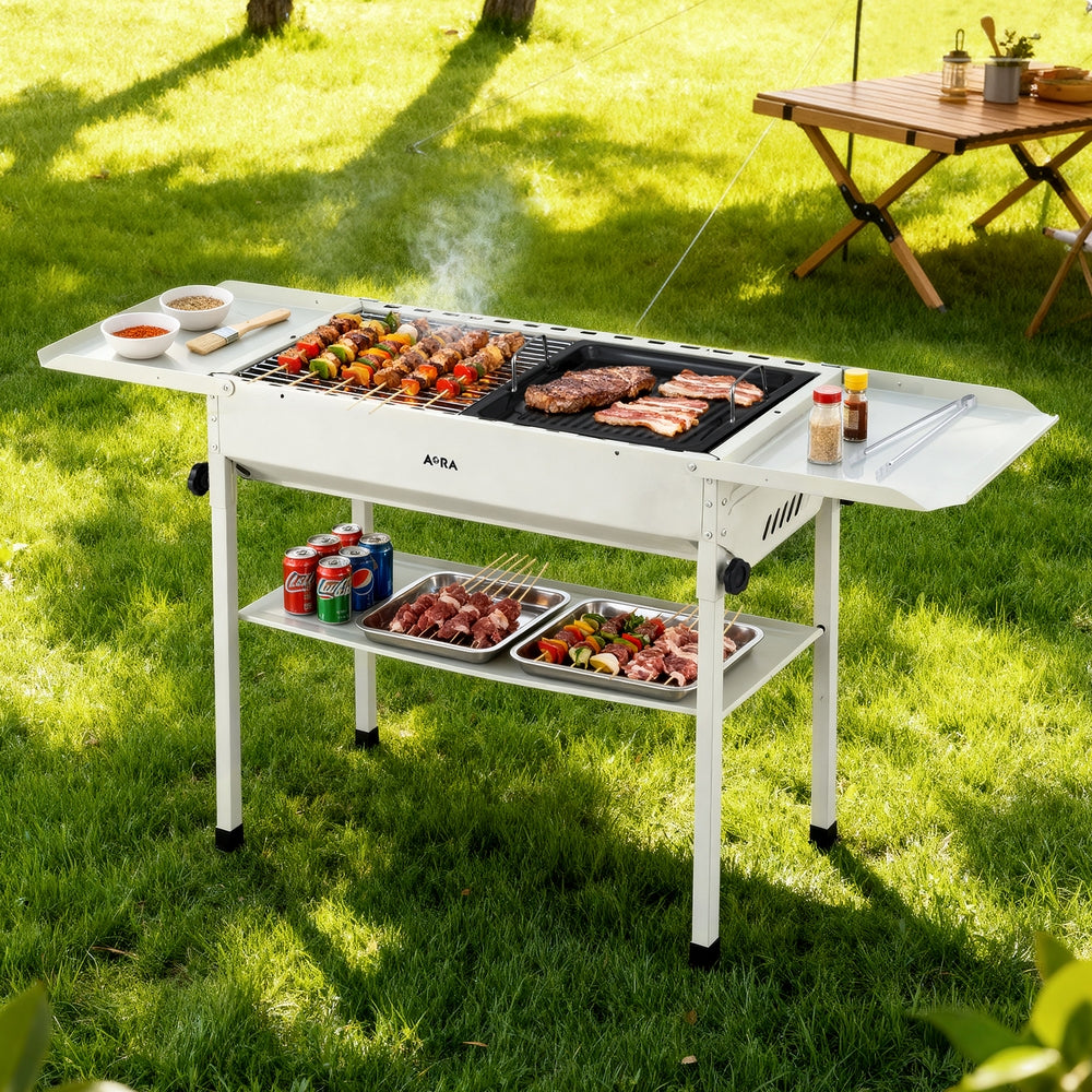 Portable Charcoal BBQ Grill with Stainless Steel Racks