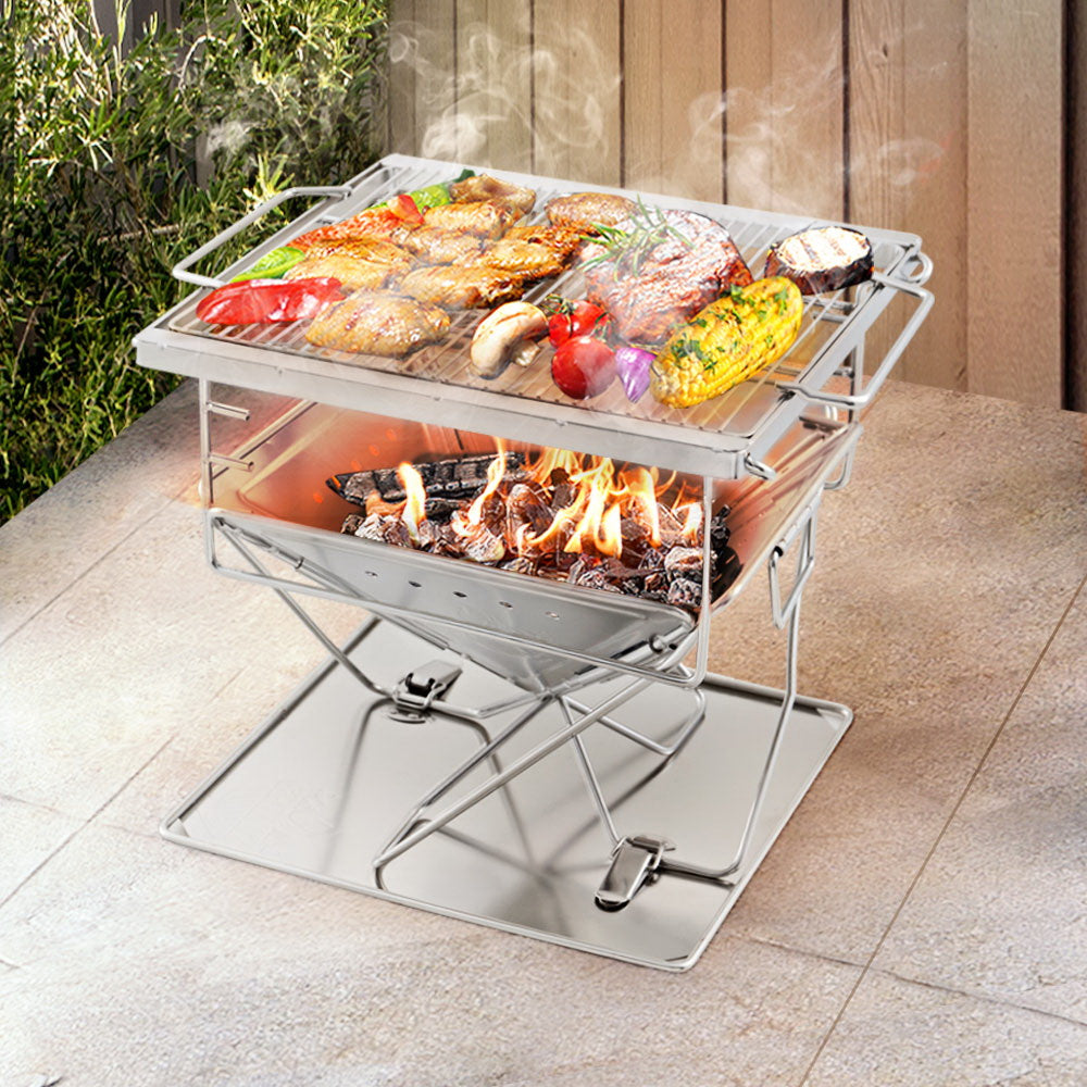 Portable Fire Pit BBQ Grill with Carry Bag