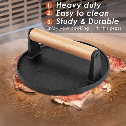 Cast Iron Burger Press - Round