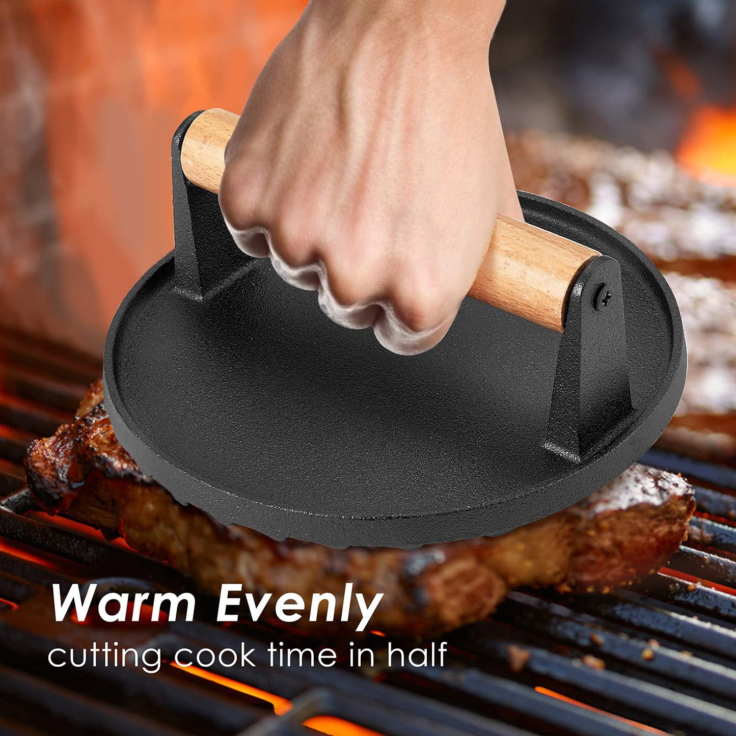 Cast Iron Burger Press - Round