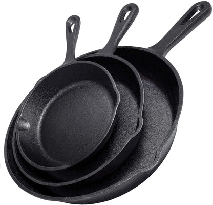 3-Piece Pre-Seasoned Cast Iron Skillet Set