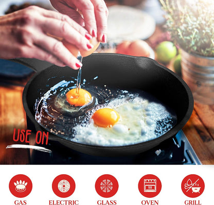 3-Piece Pre-Seasoned Cast Iron Skillet Set