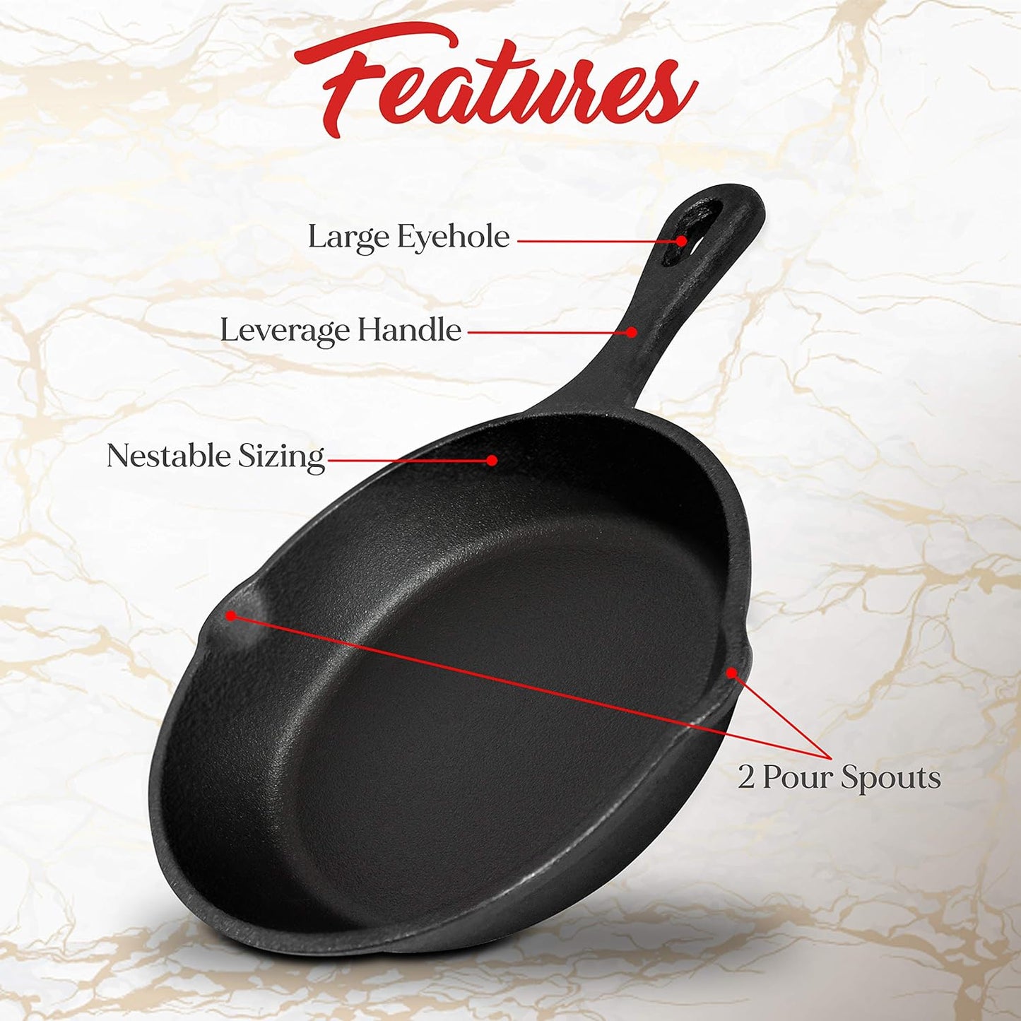 3-Piece Pre-Seasoned Cast Iron Skillet Set