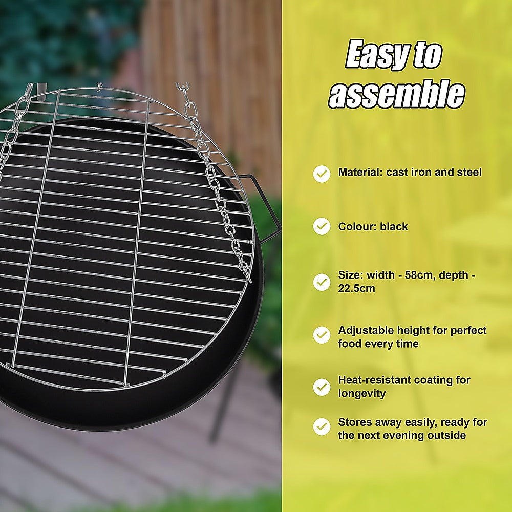 Tripod Fire Pit BBQ with Adjustable Grill