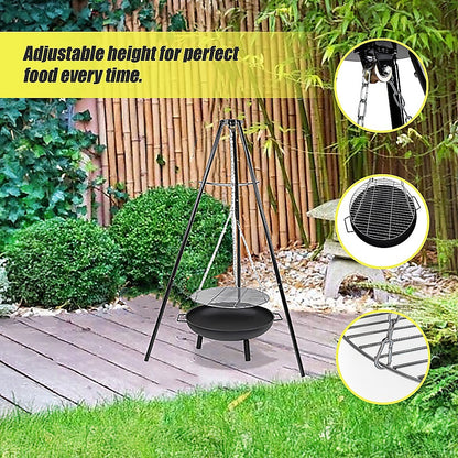Tripod Fire Pit BBQ with Adjustable Grill