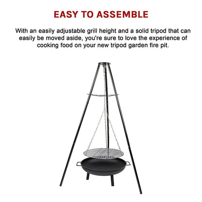 Tripod Fire Pit BBQ with Adjustable Grill
