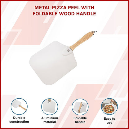 Metal Pizza Peel with Foldable Wooden Handle
