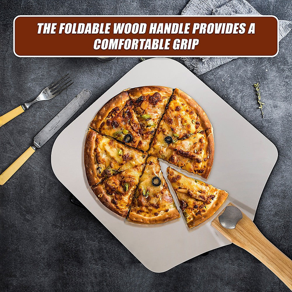 Metal Pizza Peel with Foldable Wooden Handle
