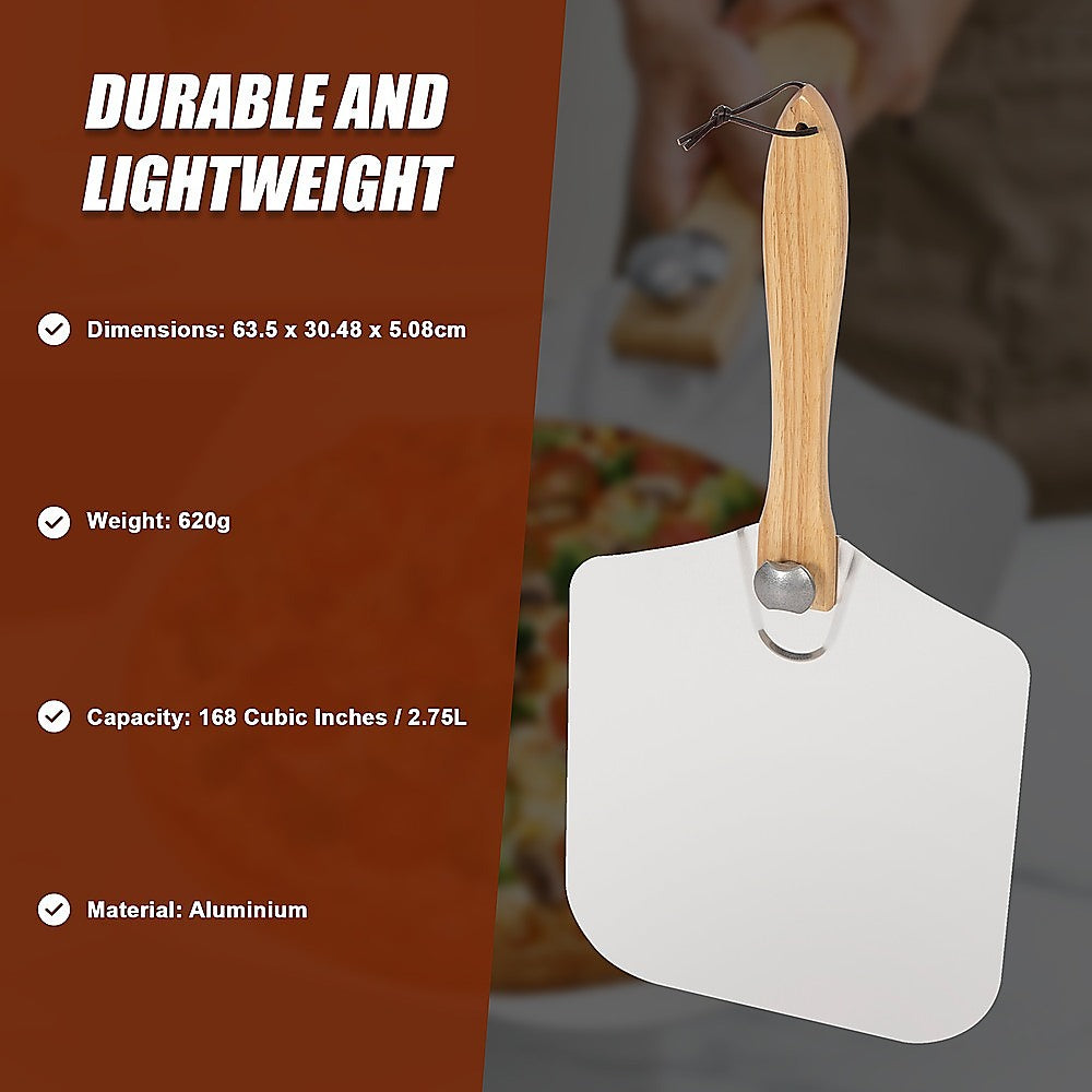 Metal Pizza Peel with Foldable Wooden Handle