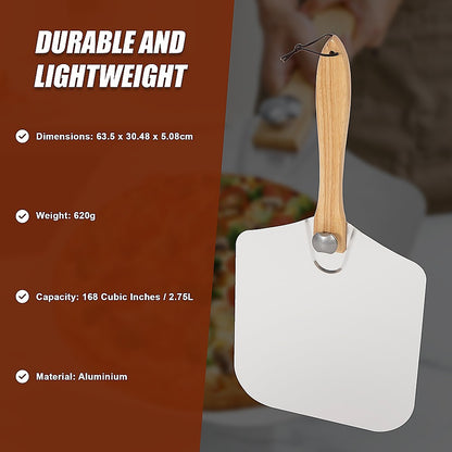 Metal Pizza Peel with Foldable Wooden Handle