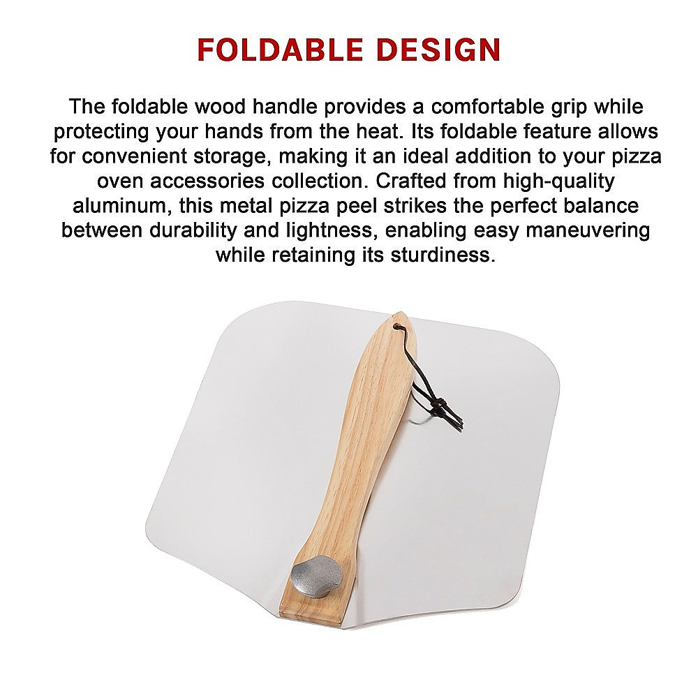 Metal Pizza Peel with Foldable Wooden Handle