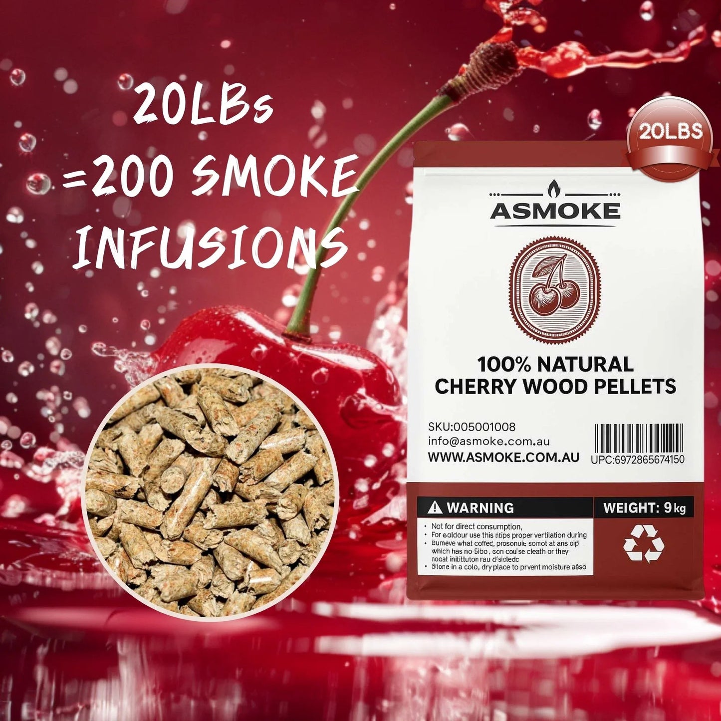 Cherry Wood BBQ Smoker Pellets (9kg / 20lbs)