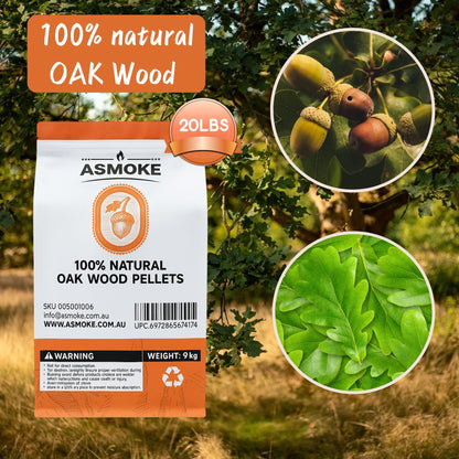 Oak Wood BBQ Pellets for Smoker & Grill (9kg / 20lbs)