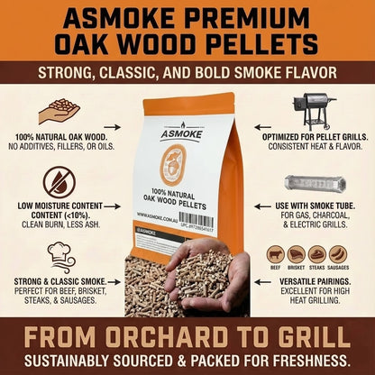 Oak Wood BBQ Pellets for Smoker & Grill (9kg / 20lbs)