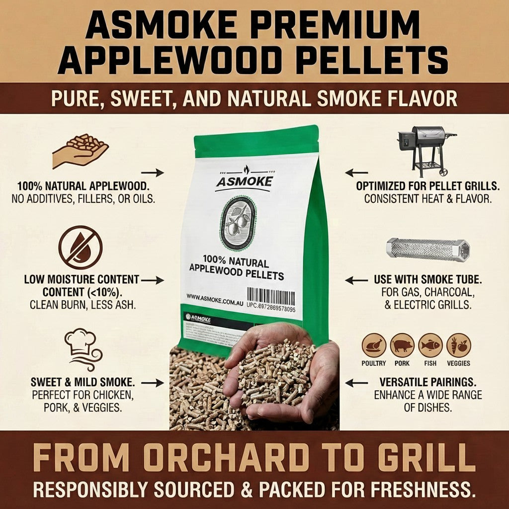 Apple Wood BBQ Smoker Pellets (2.27kg) - Premium Fruit Hardwood for Chicken & Pork