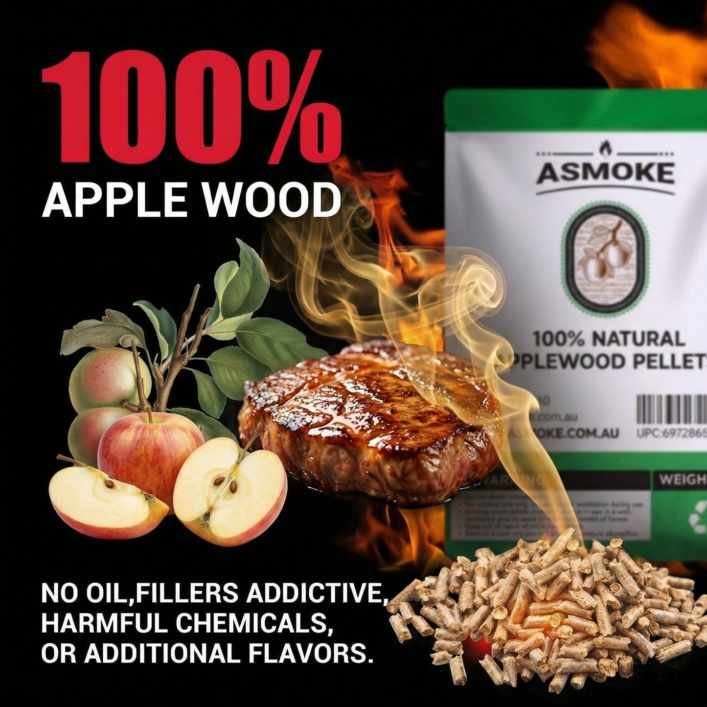 Apple Wood BBQ Smoker Pellets (2.27kg) - Premium Fruit Hardwood for Chicken & Pork