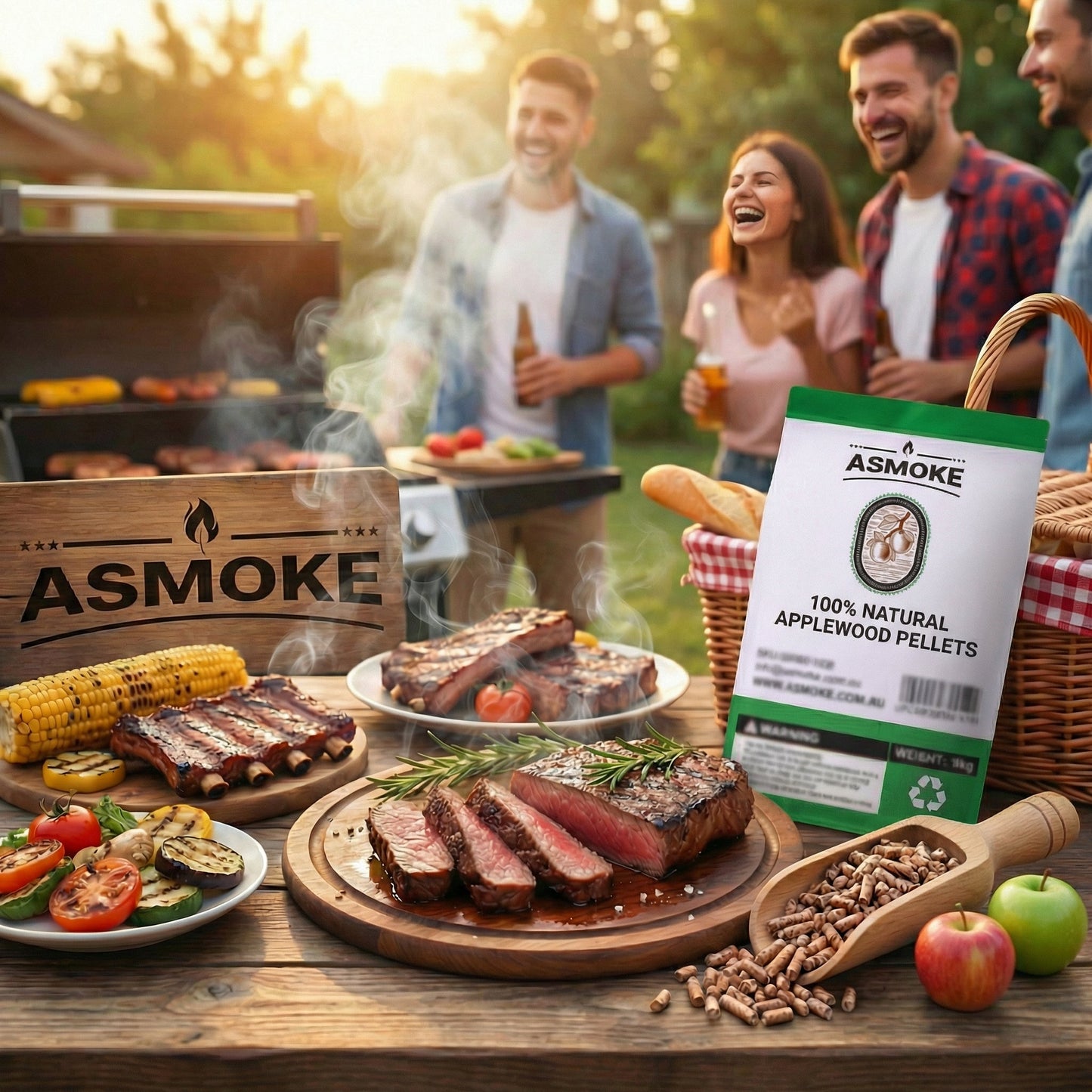 Apple Wood BBQ Smoker Pellets (2.27kg) - Premium Fruit Hardwood for Chicken & Pork
