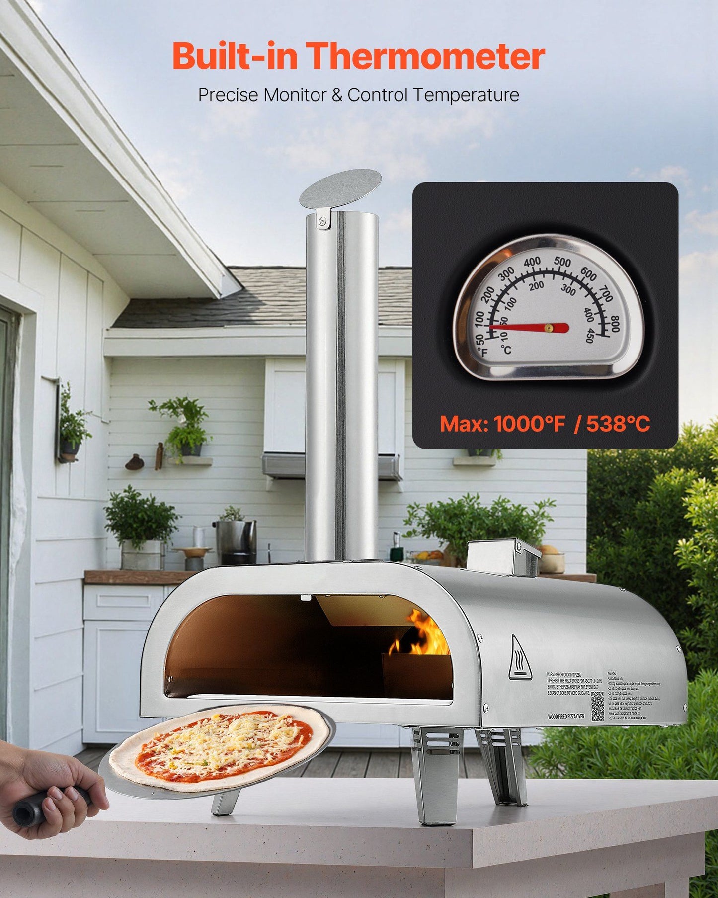 30cm Pellet Pizza Oven with Built-in Thermometer