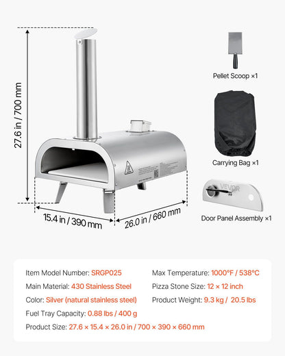 30cm Pellet Pizza Oven with Built-in Thermometer