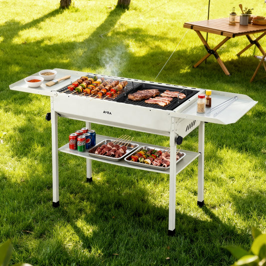 Portable Charcoal BBQ Grill with Stainless Steel Racks